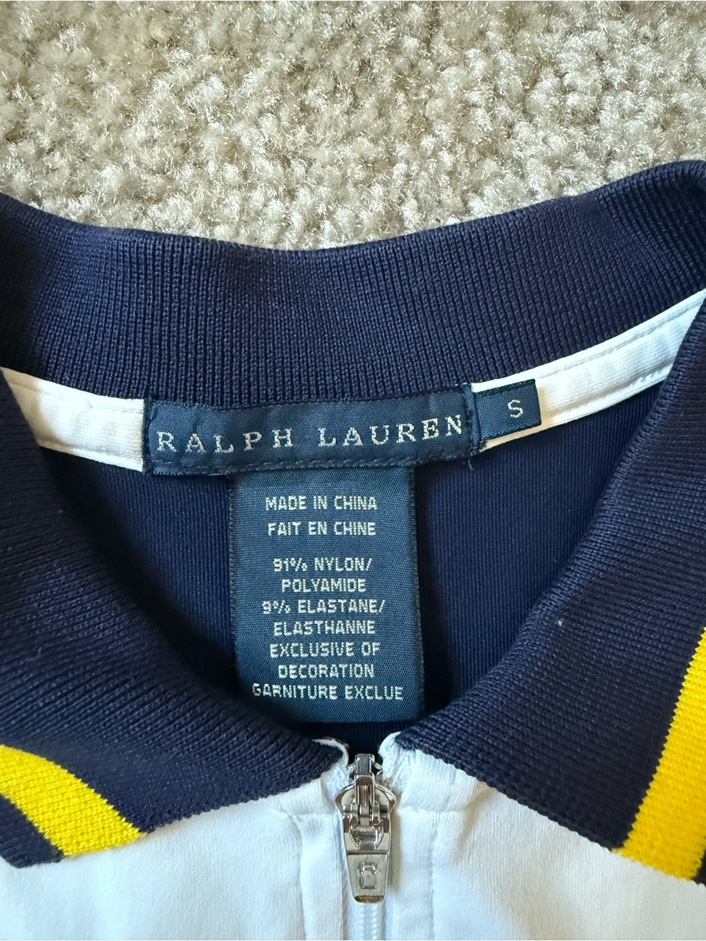 Ralph Lauren White Tennis Zip Tank & Skirt with Navy and Yellow Trim size Small - Picture 7 of 12